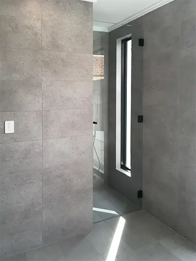 Glass Shower Door with Black Hinges