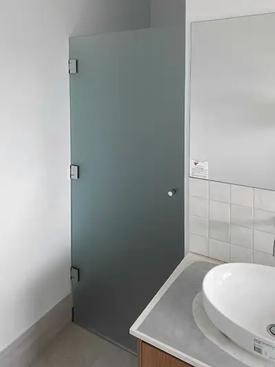 Shower Door with Privacy and Silver Hardware