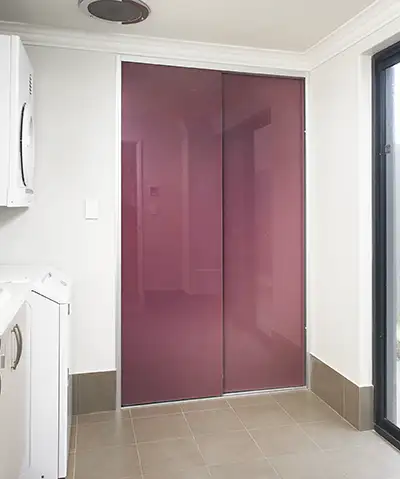 Sliding Laundry Doors with Custom Coloured Glass